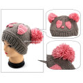 Hand Knit Panda Hat Animal Beanie with POM POM Ears